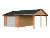 Garage bois Palmako ROGER 19,0 + 16,2 m² – 44 mm avec porte sectionnelle