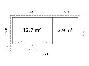 Studio de jardin Palmako Aurelia 12,7 + 7,9 m² bois naturel non traité