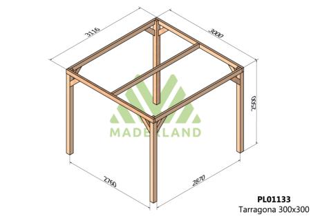 PERGOLA TARRAGONA - 9 m² - Autoportée -Dim(cm): 300 x 300