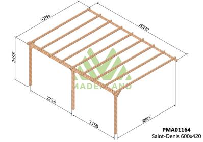 Pergola adossée SAINT-DENIS 600x420cm