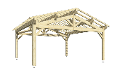 Carport double pentes 6 x 6 m en épicéa traité