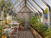 Jardin d’hiver bois Emilia 8,2 + 4,0 m² – Épicéa nordique autoclave – Palmako