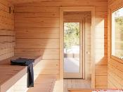 Sauna de jardin bois PALMAKO SANNA 6,8 + 5,9 m² – 44 mm – Avec auvent