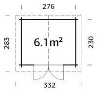 Abri de jardin - VALENTINE- 6.1 m² - bois traité autoclave classe 4
