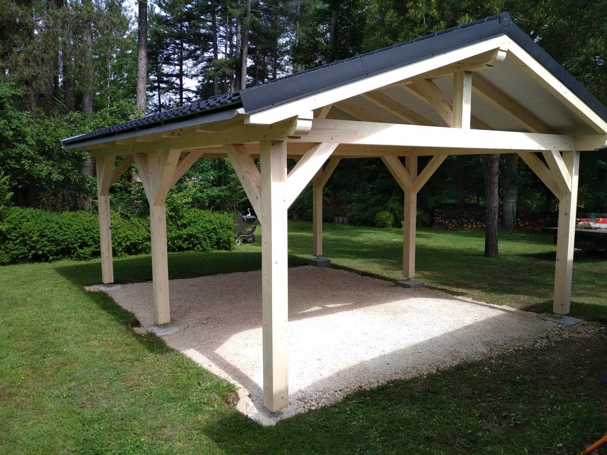 abri voiture : vente d'un carport de 4 m x 6 m double pente