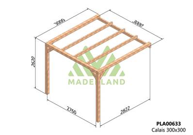Pergola adossée CALAIS 300x300cm