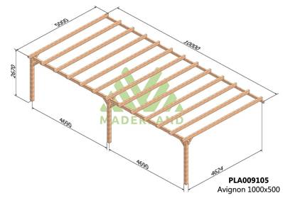 Pergola adossée AVIGNON 1000x500cm