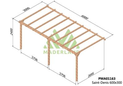 Pergola adossée SAINT-DENIS 600x300cm