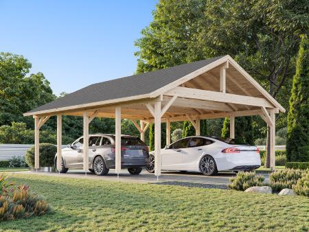 Carport bois double ROBERT 40,6 m² 