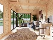 Studio de jardin Palmako Andrea 21,1 + 7,9 m² Slide – Abri bois 44 mm avec porte coulissante