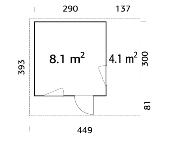 Grace 8,1 m² + 4,1 m² – Chalet de jardin bois à toit plat Palmako