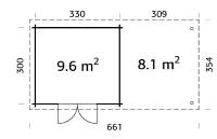 Abri de jardin ELSA 9,6 + 8,1 m²