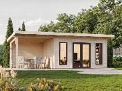 Studio de jardin Palmako Aurelia 12,7 + 7,9 m² bois naturel non traité