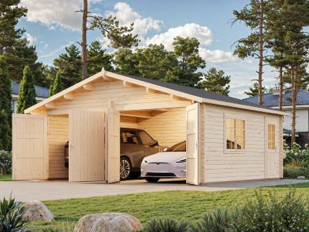 GARAGE PALMAKO ROGER 28.4 M² 44 mm AVEC DOUBLE PORTE EN BOIS