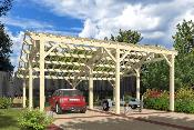 Carport grand volume 7,3 x 8,73 m en Epicéa traité