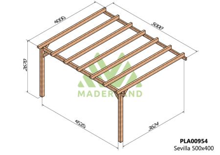 PERGOLA SEVILLA - 20 m² - Adossable -Dim(cm): 500 x 400