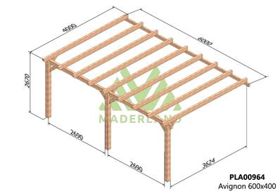 Pergola adossée AVIGNON 600x400cm