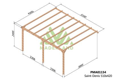 Pergola adossée SAINT-DENIS 510x420cm