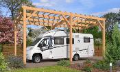 Carport camping car toit plat 4 x 8 m en Douglas