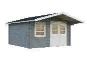 Abri de jardin BRITTA 14,6 m² en 40 mm - Peint, Gris claire + Blanc 