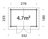 Abri de jardin bois traité autoclave classe 4 - VALENTINE 4.7 m² - 28 mm