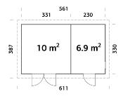Abri de rangement bois KALLE 16,9 m² Palmako – Toit monopente