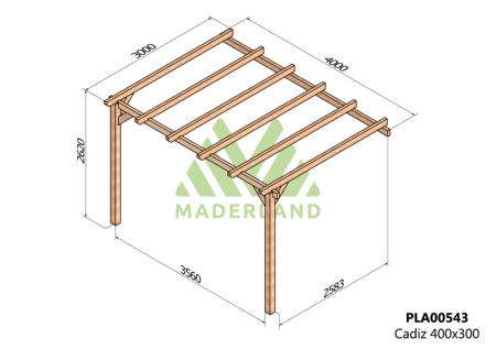 PERGOLA CADIZ- 12 m² - Adossable -Dim(cm): 400 x 300