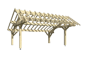 Carport asymétrique 5,41 x 6,3 m en Epicéa traité