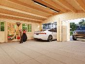 GARAGE PALMAKO ROGER 28.4 M² 44 mm AVEC DOUBLE PORTE EN BOIS