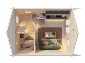 Chalet Bois Kendra 18,4 m² - Madriers 70mm, Double Vitrage - Qualité Nordique