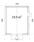 GARAGE PALMAKO ROGER 23.9 M² 44mm AVEC DOUBLE PORTE EN BOIS