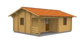 Chalet en Bois BONITA 40m² - Kit Madriers 60mm, Terrasse Couverte - 2 Chambre