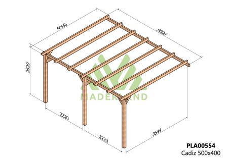 PERGOLA CADIZ- 20 m² - Adossable -Dim(cm): 500 x 400