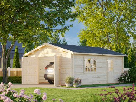 GARAGE PALMAKO ROGER 23.9 M² 44mm AVEC DOUBLE PORTE EN BOIS