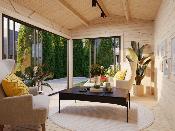 Abri de jardin Amanda 11,2 m² Slide 44 mm – Bois naturel – Palmako