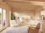 Chalet de jardin toit plat GRACE 14,5 m² – Bois massif 56 mm – Palmako