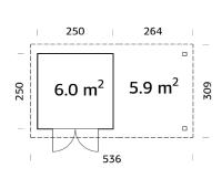 ABRI DE JARDIN LARA  6.0 + 5.9  m²