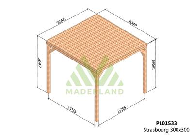 Pergola avec toit STRASBOURG 300x300cm