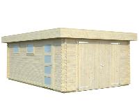 Garage RASMUS 19m² 44 mm-avec double porte en bois