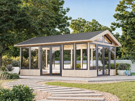Jardin d’hiver Palmako Isabella 22,2 m² – Pavillon vitré bois 90 mm (Alu SG)