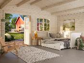 Abri de jardin BRITTA 19,7 m² en 40 mm - Traité par bain Marron 