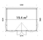 Chalet de jardin bois CLAUDIA 19,4 m² – Double pente – Madriers 44 mm – Palmako