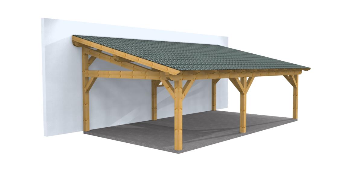 Ossature Douglas Double Pente Abris Voiture Bois Bois Douglas