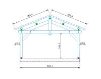 CARPORT BOIS  6 m X 4.5 m deux pans pour 2 voitures