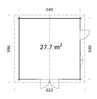 Abris de jardin IRENE 27.7 m² avec plancher 