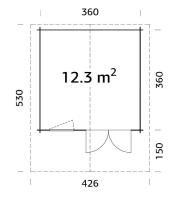 Abri de jardin SALLY 12.3 m² 44 mm - avec plancher bois