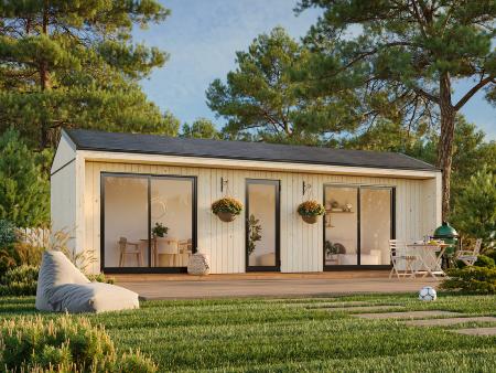 Abri de jardin bois Palmako REBEKKA 22,4 m² – Portes aluminium double vitrage