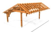 Carport asymétrique 5,90 x 6,30 m en Epicéa traité