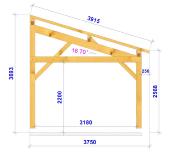 Carport Monopente 3,75 x 6m en Epicéa traité -entraits moisés