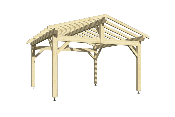 Carport double pentes 4,5 x 4,5 m en Epicéa traité